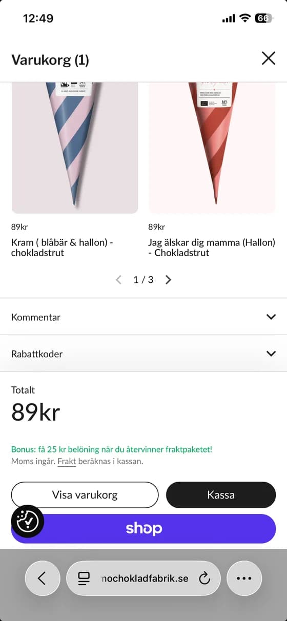 Malmö Chokladfabrik — Cart, mobile