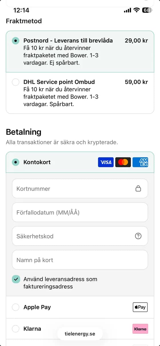 TIEL — Checkout, mobile